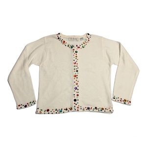 Vintage Lisa Nichols Gem-Lined Cardigan Sweater Size Small